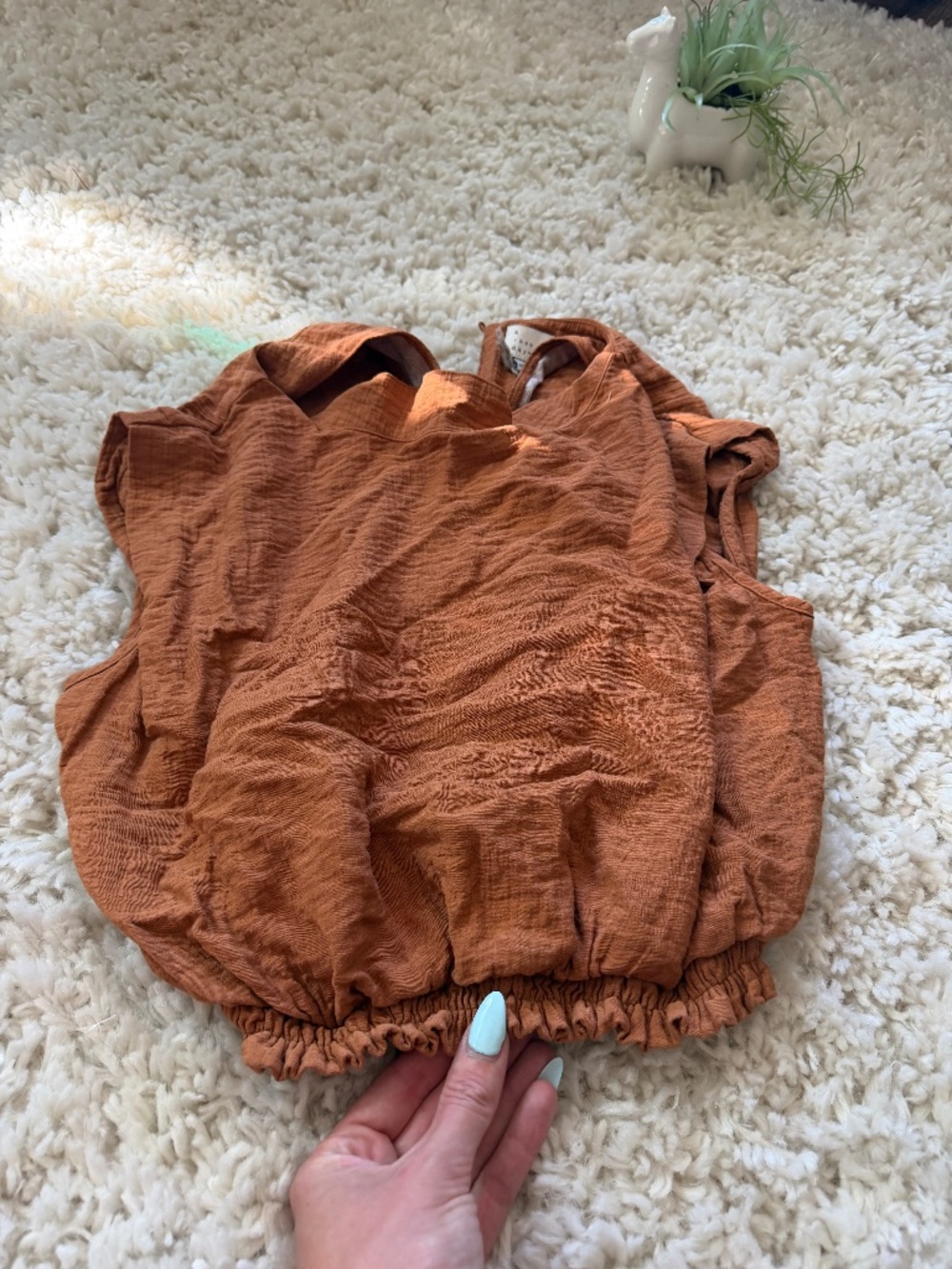 Sleeveless top in warm a new day Rust Sleeveless Top paper bag like unique, tren
